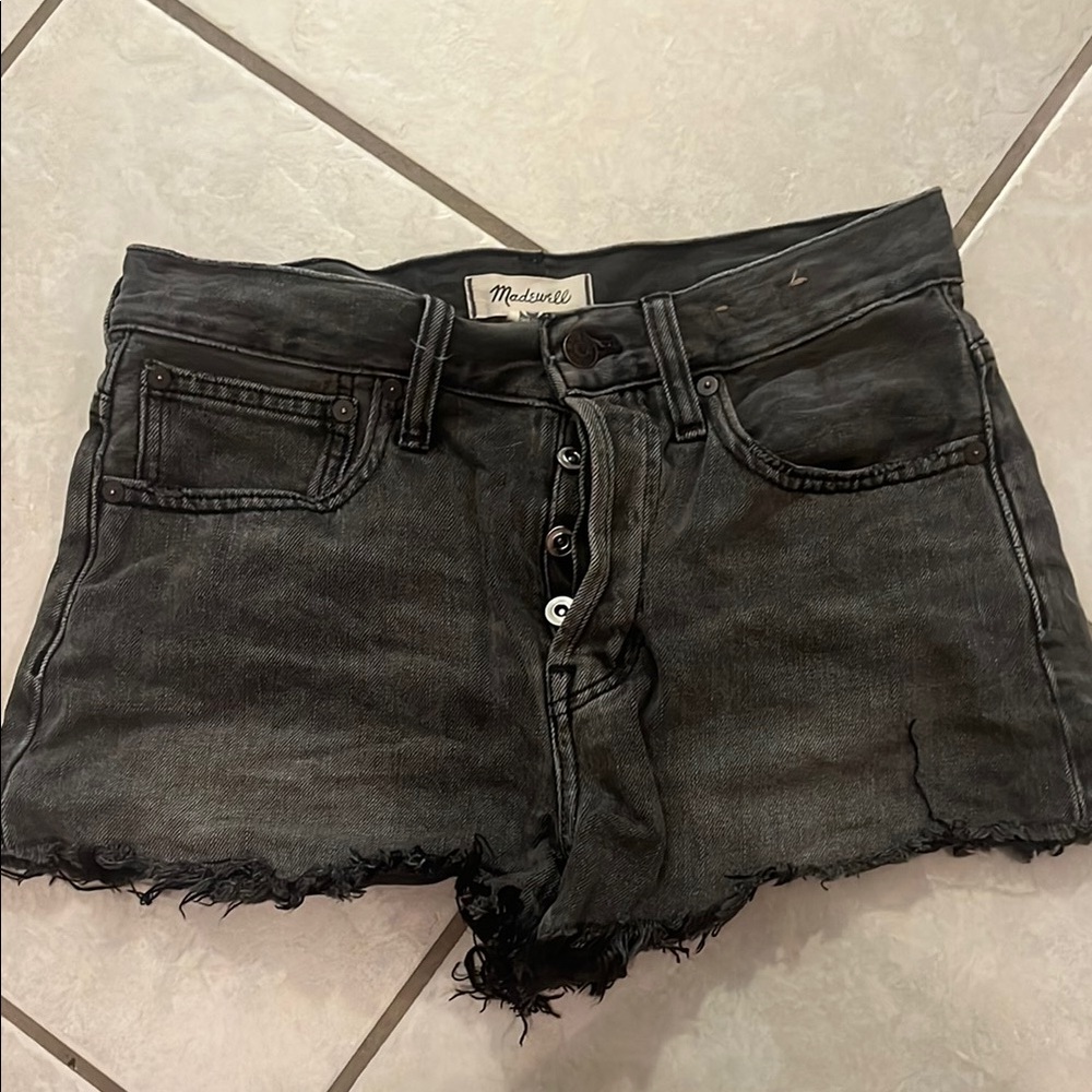 Madewell Black Jean Shorts Distressed High-Waisted